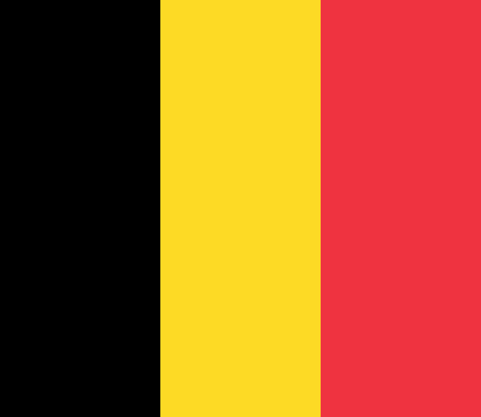 Belgian flag: vertical black, yellow, and red stripes from left to right