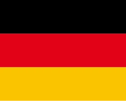Horizontal black-red-gold tricolor flag representing Germany.